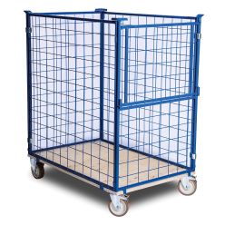 Gitterramme H1200 mm med hjul. Låge på kortsiden. Blå - Lagerinventar