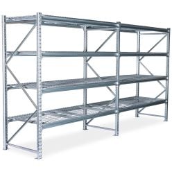 Lagerreol 2 fag. H2000 x L3800 x D1000 mm. El-galvaniseret. Med stålnethylder - Galvaniserede stålreoler