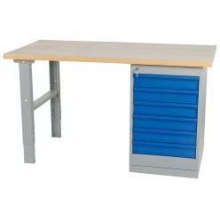 Arbejdsbord L2000 x B800 mm. 6 skuffer. Oliehærdet mdf-plade - Arbejdsborde