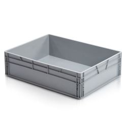 1/2 plastkasse / pallekasse. H220 mm. Grå - Lagerinventar