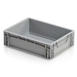 1/8 Plastkasse / pallekasse. H120 mm. Grå - Lagerinventar