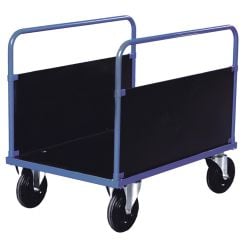 Platformsvogn med 2 sider i H400 mm. Blå - Ladvogne og platformvogne