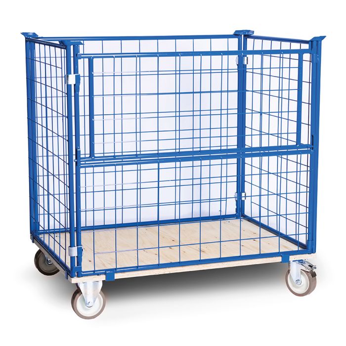 Gitterramme H1000 mm med hjul. Låge på langsiden. Blå - 