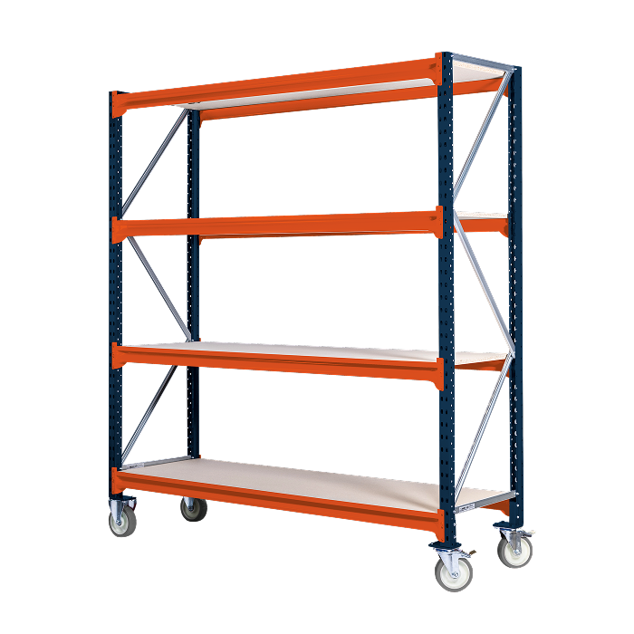 Byg selv lagerreol på hjul - max 1200 kg - 