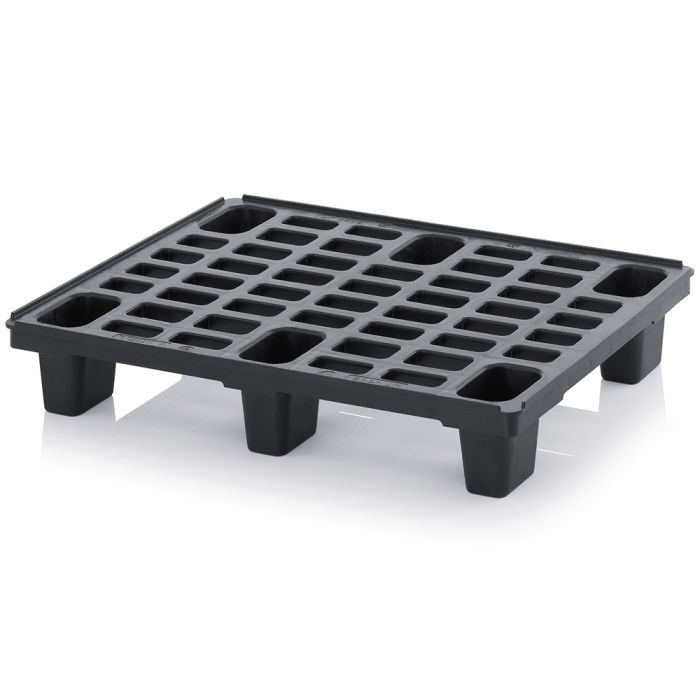 Plastpalle L800 x B600 x H130 mm. Sort (Auer) - 
